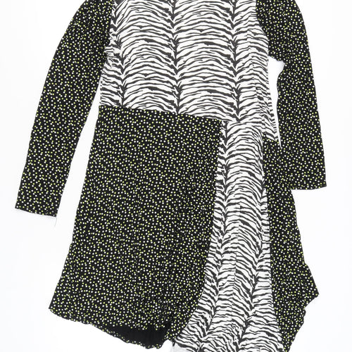 Simply Be Women’s Black Zebra Polka Dot Asymmetric Midi Dress UK 16