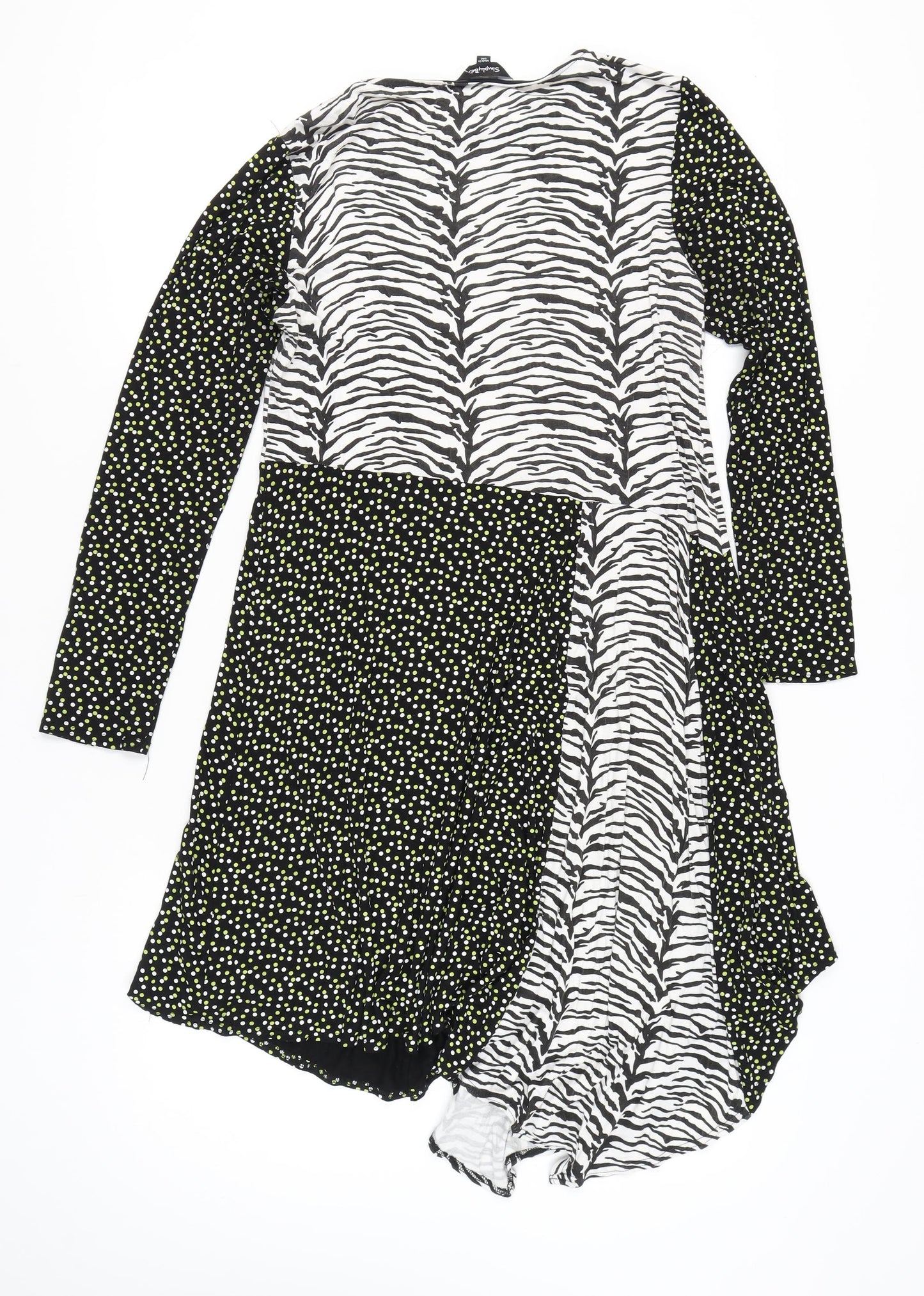 Simply Be Women’s Black Zebra Polka Dot Asymmetric Midi Dress UK 16