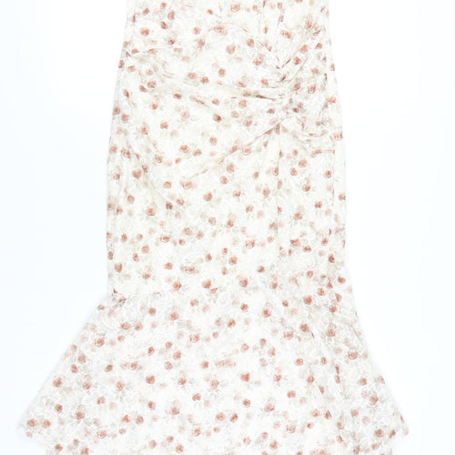 PrettyLittleThing Women’s Ivory Floral Mermaid Hi-Low Dress UK 12