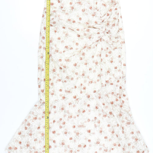 PrettyLittleThing Women’s Ivory Floral Mermaid Hi-Low Dress UK 12