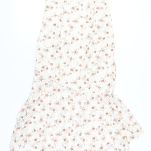 PrettyLittleThing Women’s Ivory Floral Mermaid Hi-Low Dress UK 12
