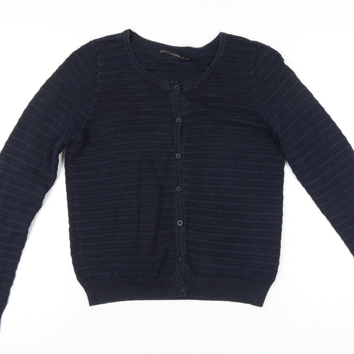 Betty Jackson Black Women's Blue Size 10 Scoop Neck Cardigan