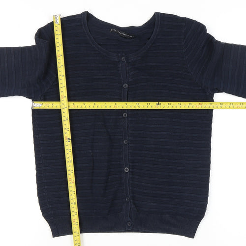 Betty Jackson Black Women's Blue Size 10 Scoop Neck Cardigan