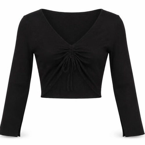 ASOS Design Womens Petite Black Size 12 V-Neck Ruched Jumper