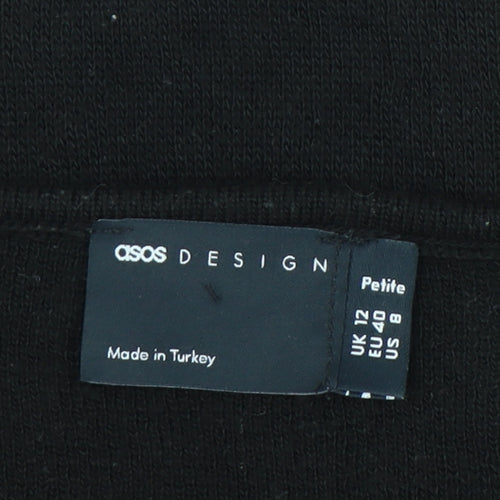ASOS Design Womens Petite Black Size 12 V-Neck Ruched Jumper