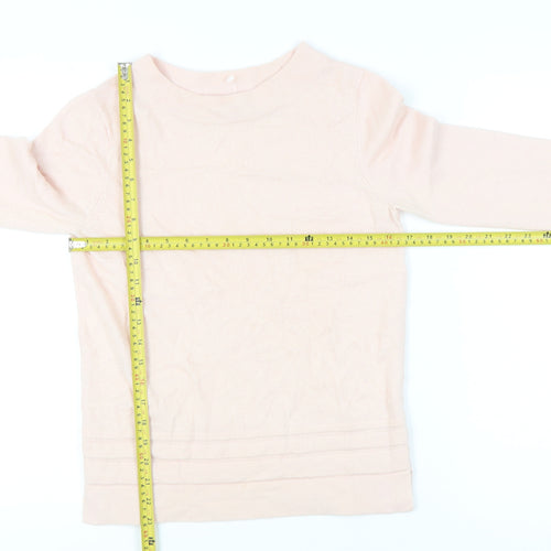 Hobbs Women Pink Wool Cashmere Boat Neck Pullover Jumper S