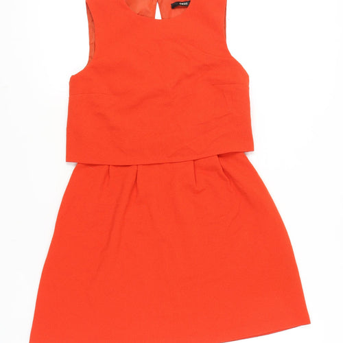 Oasis Women's Orange Size 8 A-Line Sleeveless Short Dress