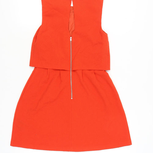 Oasis Women's Orange Size 8 A-Line Sleeveless Short Dress