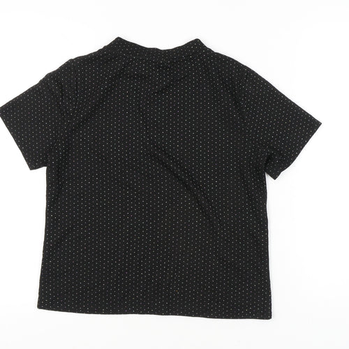 Oliver Bonas Women's Black Polka Dot Mock Neck T-Shirt UK 12 Regular Fit