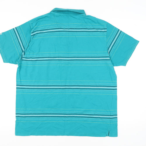 Golf Co Men's Blue Striped Short Sleeve Collared Polo Shirt L Regular Fit