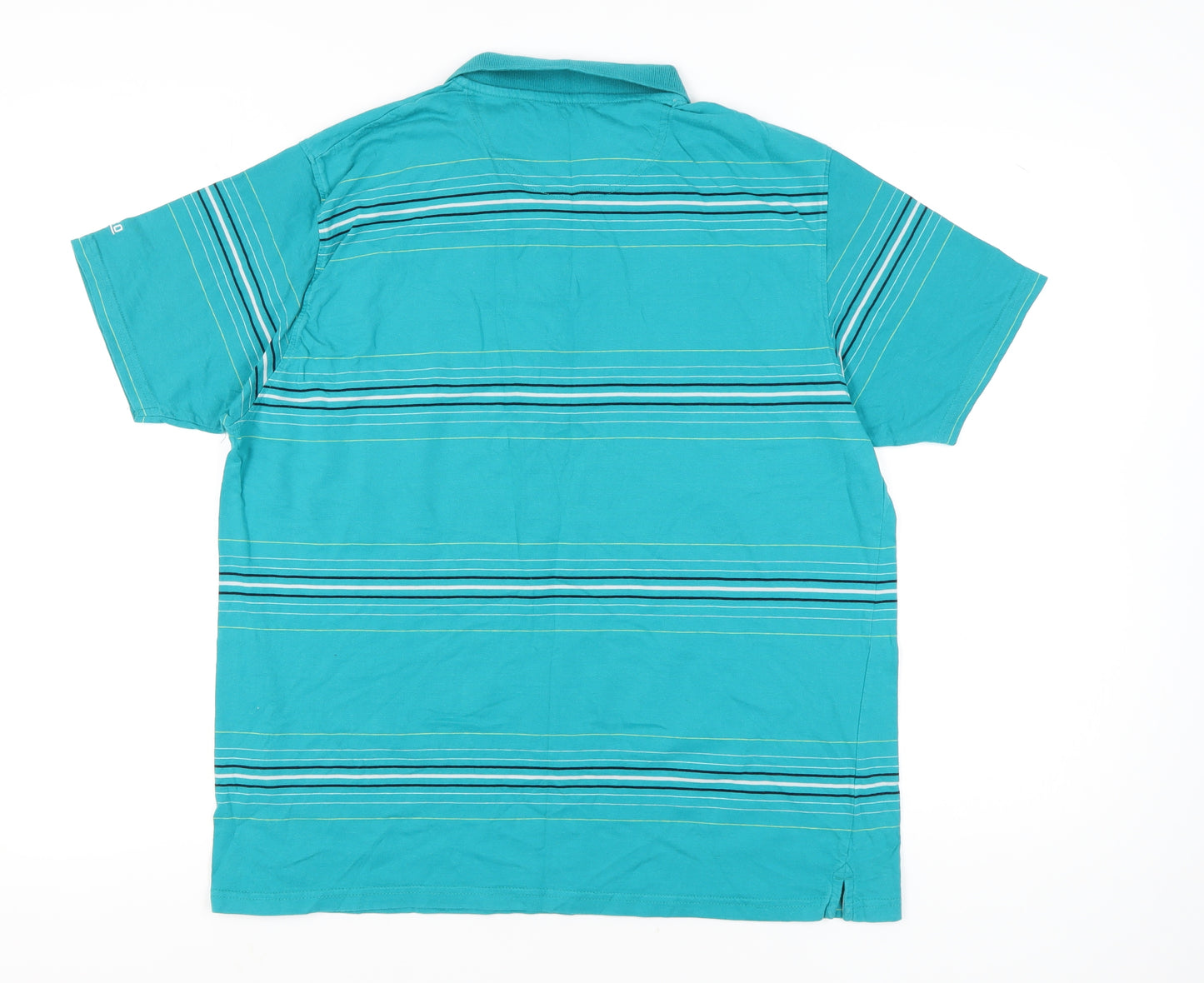 Golf Co Men's Blue Striped Short Sleeve Collared Polo Shirt L Regular Fit