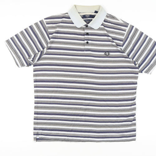Maine New England Men’s Multicoloured Striped Polo Shirt Size S Cotton Golf