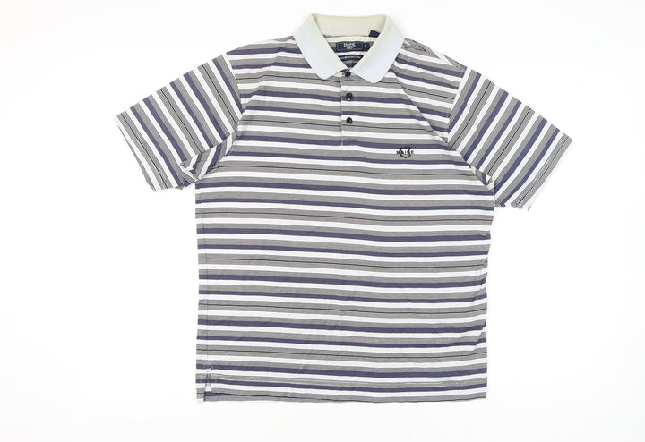 Maine New England Men’s Multicoloured Striped Polo Shirt Size S Cotton Golf