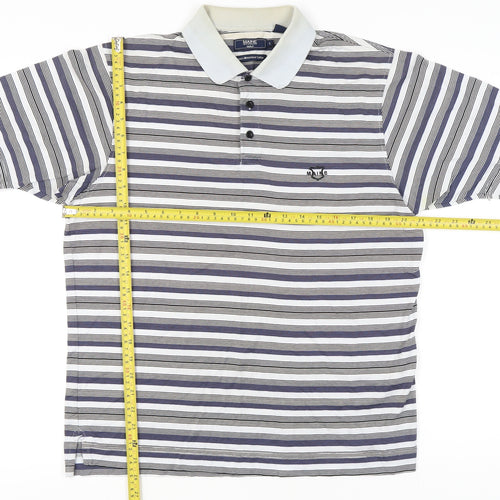 Maine New England Men’s Multicoloured Striped Polo Shirt Size S Cotton Golf