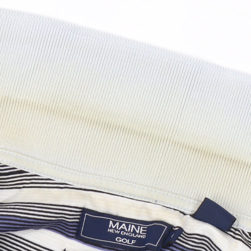 Maine New England Men’s Multicoloured Striped Polo Shirt Size S Cotton Golf
