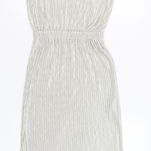 Next Petite Women’s Silver One Shoulder Sheath Dress Size 8 Knee Length