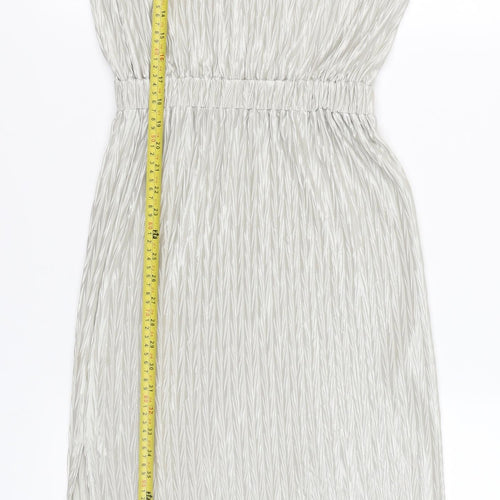 Next Petite Women’s Silver One Shoulder Sheath Dress Size 8 Knee Length