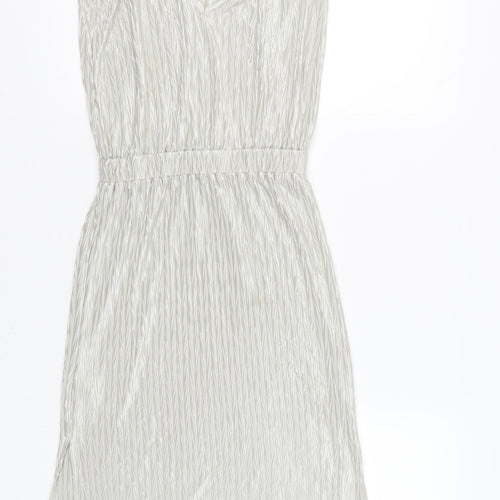 Next Petite Women’s Silver One Shoulder Sheath Dress Size 8 Knee Length