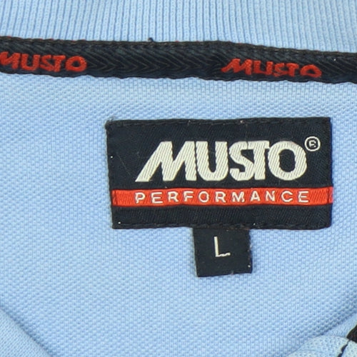 Musto Performance Men's Blue L Polo Shirt 100% Cotton Casual Summer