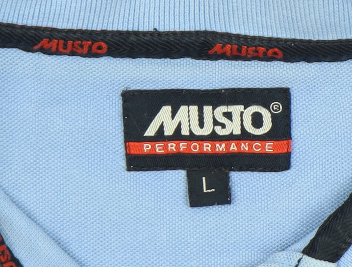 Musto Performance Men's Blue L Polo Shirt 100% Cotton Casual Summer