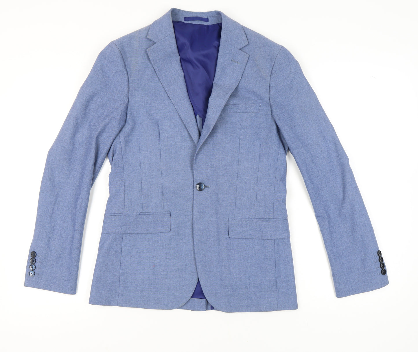 Moss London Men's Blue 36in Slim Fit Blazer Jacket