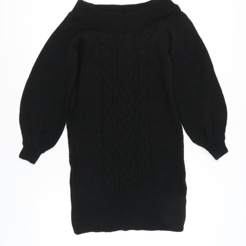 River Island Women's Black Knit Jumper Dress Size S Boat Neck