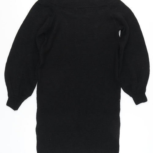 River Island Women's Black Knit Jumper Dress Size S Boat Neck
