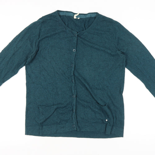 White Stuff Women's Green Size 16 V-Neck Long Sleeve Cardigan