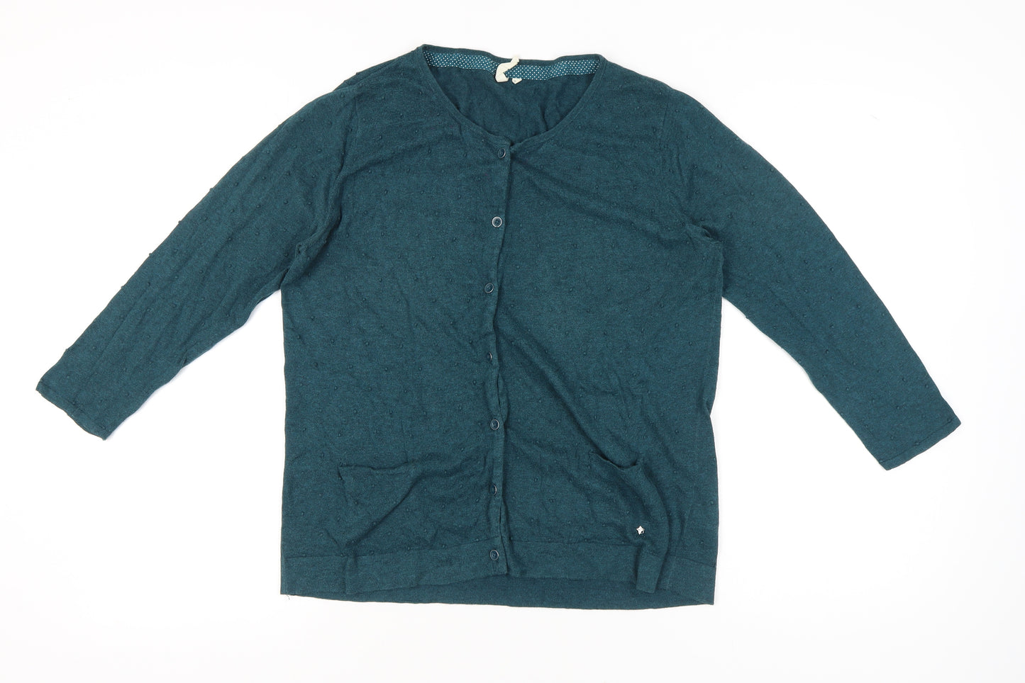 White Stuff Women's Green Size 16 V-Neck Long Sleeve Cardigan