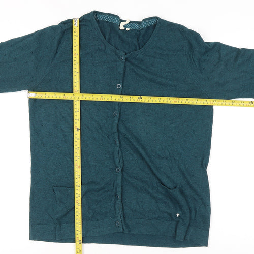 White Stuff Women's Green Size 16 V-Neck Long Sleeve Cardigan