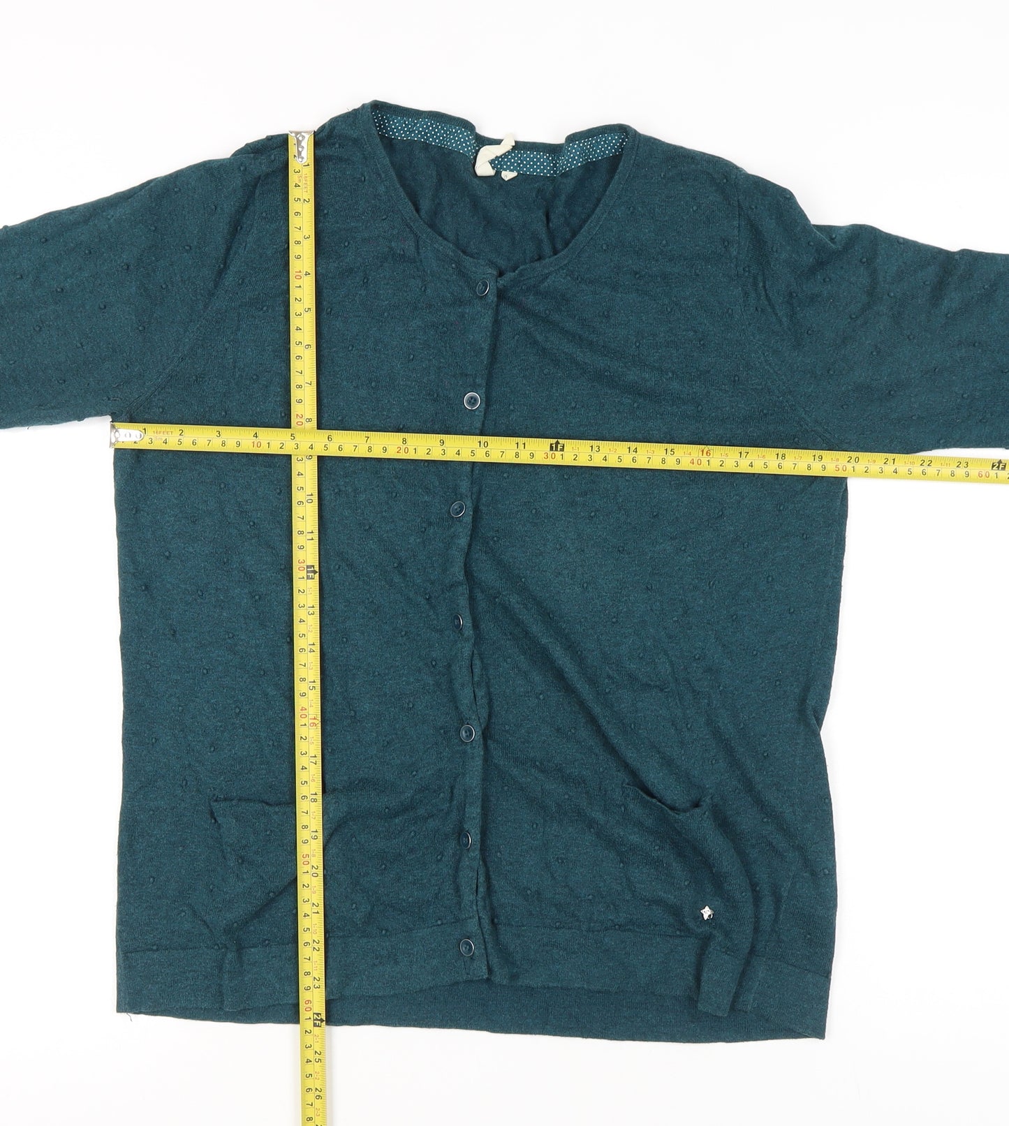 White Stuff Women's Green Size 16 V-Neck Long Sleeve Cardigan
