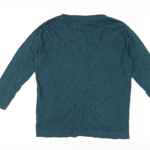 White Stuff Women's Green Size 16 V-Neck Long Sleeve Cardigan