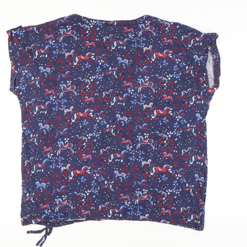 Mantaray Women’s Blue Animal Print Cotton Blouse Size 22