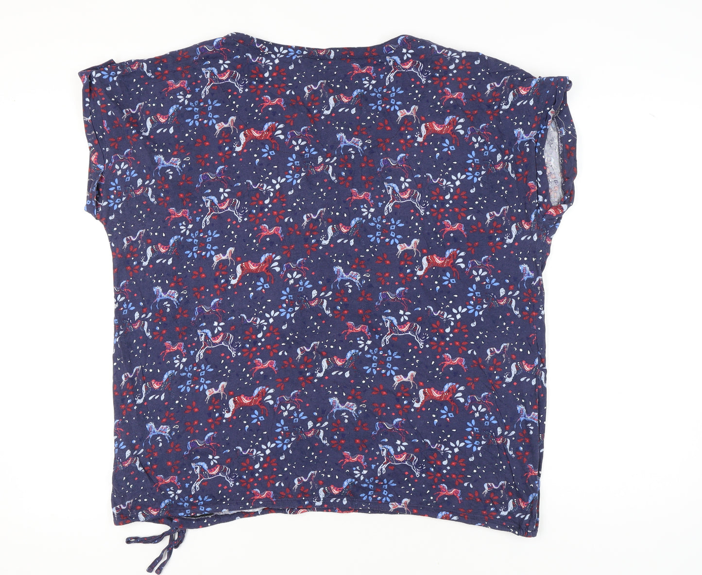 Mantaray Women’s Blue Animal Print Cotton Blouse Size 22