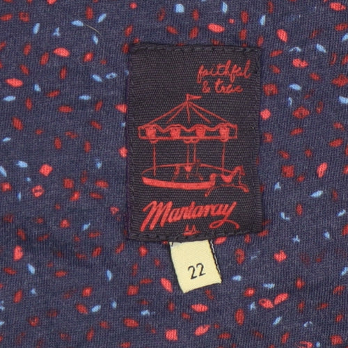 Mantaray Women’s Blue Animal Print Cotton Blouse Size 22
