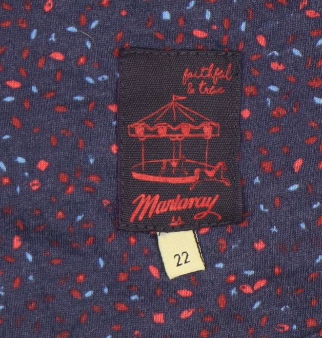 Mantaray Women’s Blue Animal Print Cotton Blouse Size 22