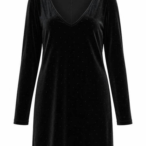 ASOS Women’s Black Velvet Bodycon Dress UK 10 Party Long Sleeve