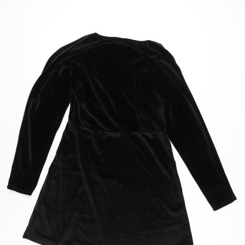 ASOS Women’s Black Velvet Bodycon Dress UK 10 Party Long Sleeve