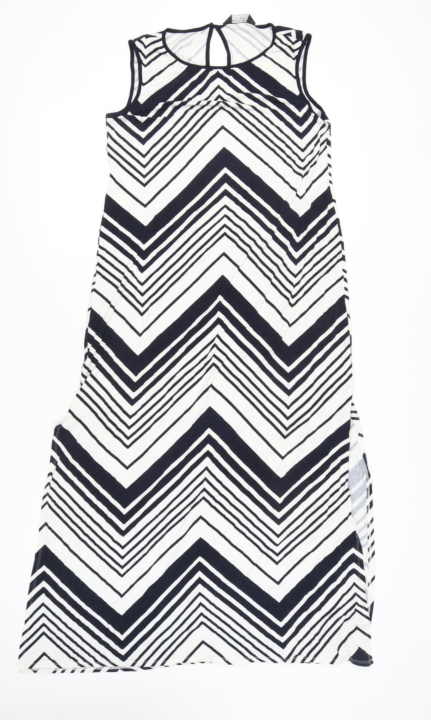 Dorothy Perkins Women’s Black Chevron Shift Dress Size 16 Long Summer