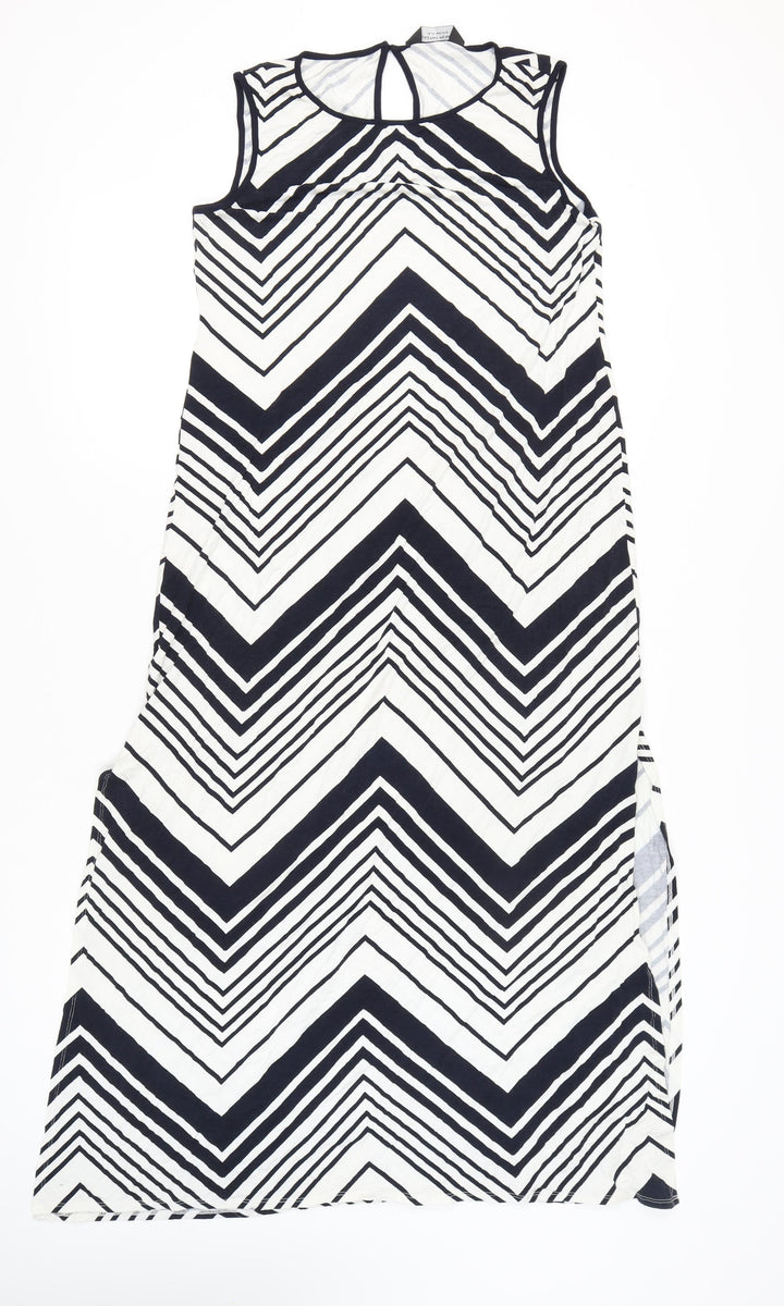 Dorothy Perkins Women’s Black Chevron Shift Dress Size 16 Long Summer