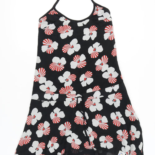 Diesel Women's Black Floral Halter Hi-Low Summer Dress M