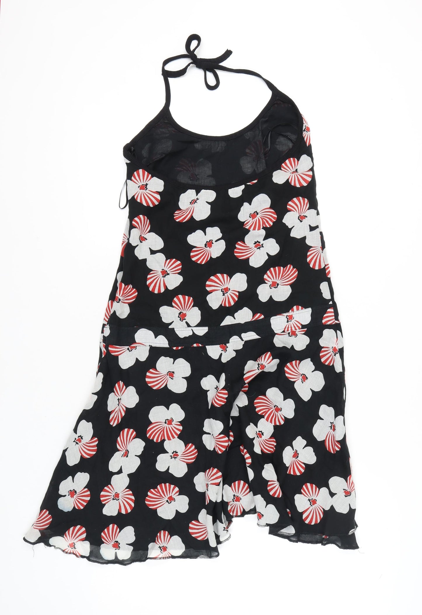 Diesel Women's Black Floral Halter Hi-Low Summer Dress M