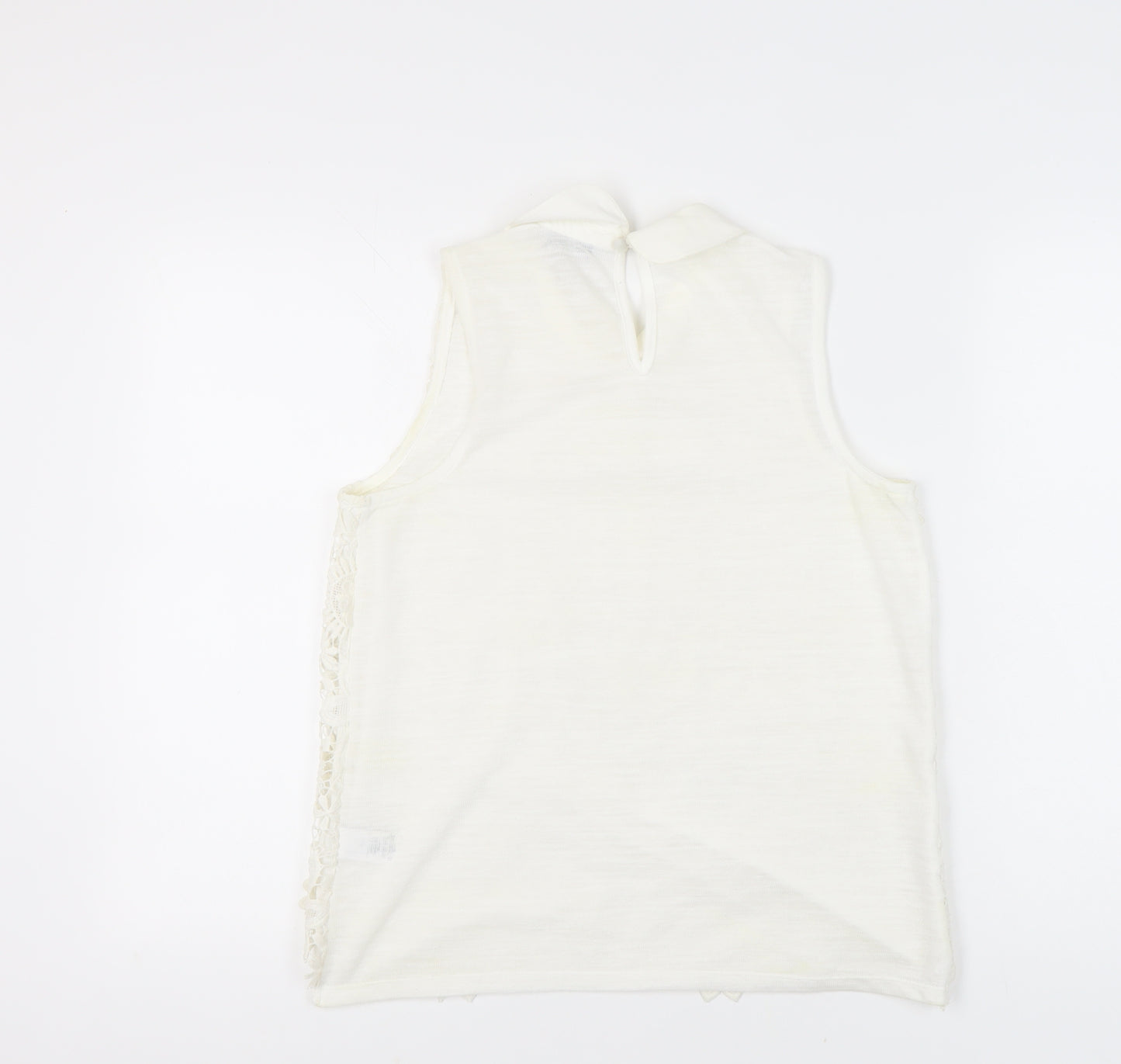 Next Women’s Ivory Floral Lace Collared Sleeveless Blouse Size 12