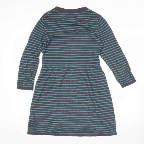 Braintree Women’s Blue Striped A-Line Knit Dress Size 8 V-Neck Long Sleeve