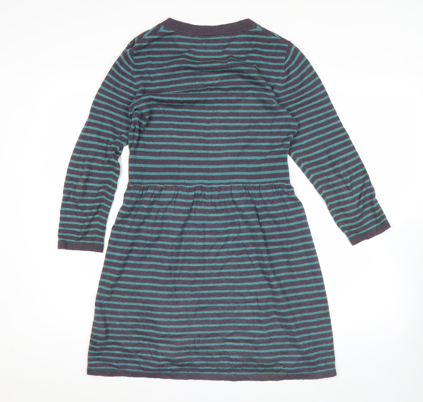Braintree Women’s Blue Striped A-Line Knit Dress Size 8 V-Neck Long Sleeve
