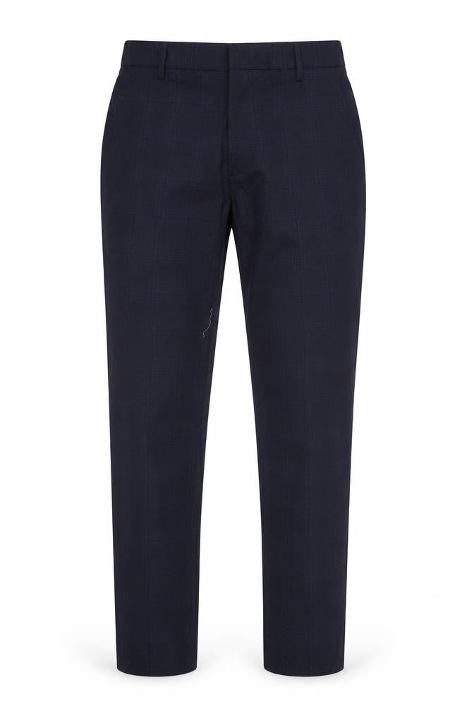 Marks and Spencer Men’s Blue Check Slim Fit Trousers 30W 33L