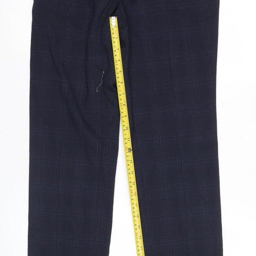 Marks and Spencer Men’s Blue Check Slim Fit Trousers 30W 33L