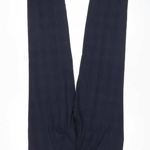 Marks and Spencer Men’s Blue Check Slim Fit Trousers 30W 33L