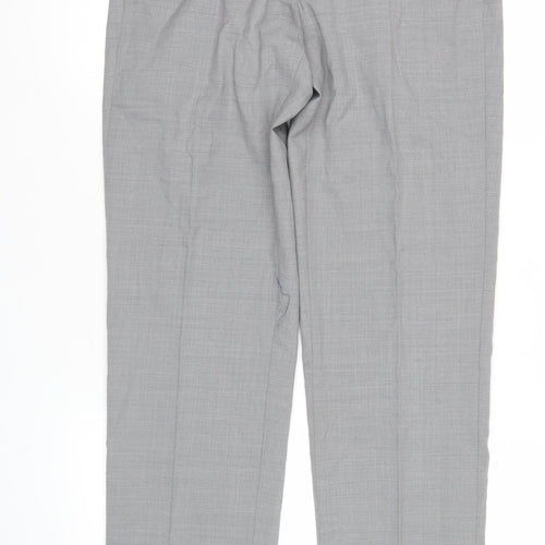 Marks and Spencer Men's Grey 30W 31L Regular Fit Wool Blend Dress Pants