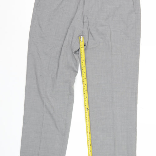 Marks and Spencer Men's Grey 30W 31L Regular Fit Wool Blend Dress Pants